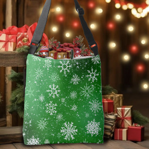 Sac Ajustable Motif Flocons de Neige Verts Fête d'Hiver