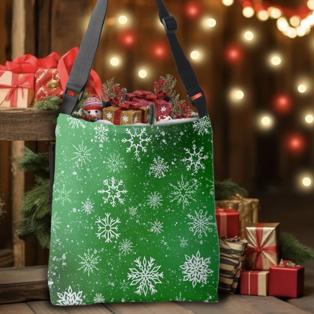 Sac Ajustable Motif Flocons de Neige Verts Fête d'Hiver (Créateur téléchargé)