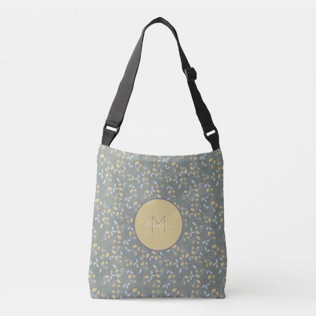 Sac Ajustable Motif floral jaune avec Monogramme (Devant)