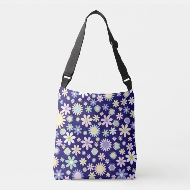 Sac Ajustable Motif floral sur fond bleu (Devant)