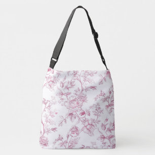 Sac Ajustable Motif floral Toile De Jouy rose