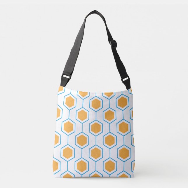 Sac Ajustable Motif géométrique Hexagon abstrait en bleu orange (Devant)