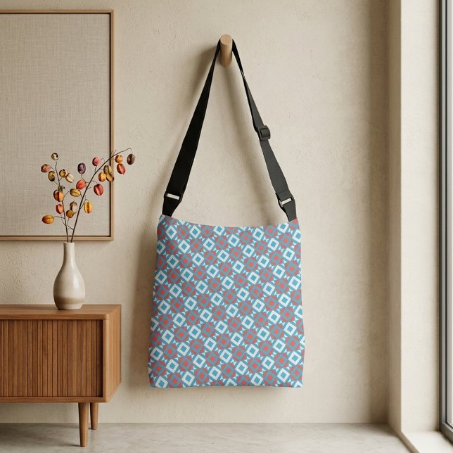 Sac Ajustable Motif géométrique optique corail sarcelle dynamiqu (Créateur téléchargé)