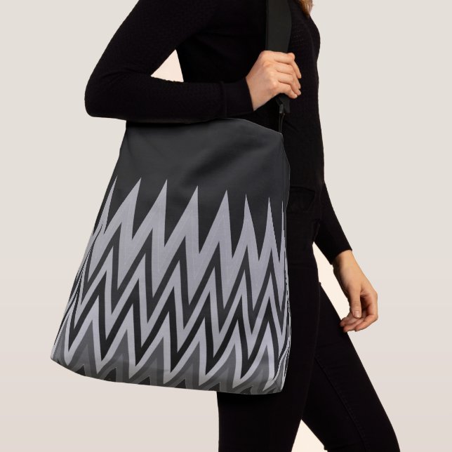 Sac Ajustable Motif gris argenté noir Chevron (De près)