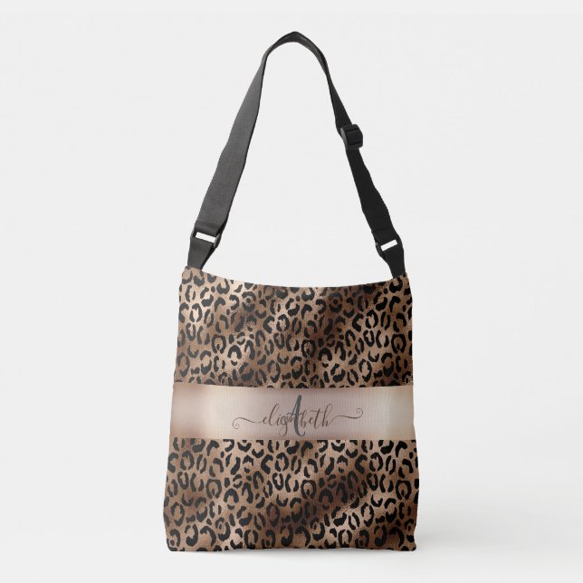 Sac Ajustable Motif léopard Bronze Noir Monogramme (Devant)