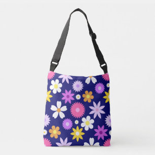 Sac Ajustable Motif Lg style les années 70 rétro sur bleu foncé