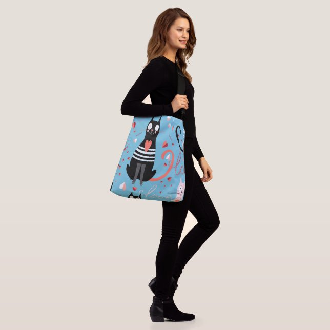 Sac Ajustable Motif mignon de chats sur un arrière - plan bleu (Sur le modèle)