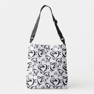 Sac Ajustable Motif noir et blanc de notes de musique de coeurs