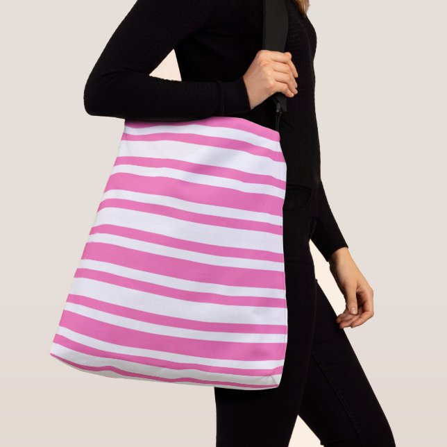 Sac Ajustable Motif rayé rose et blanc (De près)