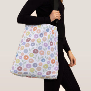 Sac Ajustable Motif Répétitif Fleur Floue Pastels sur Fond Blanc