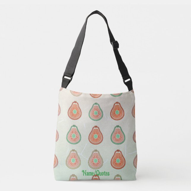 Sac Ajustable Motif Rétro Avocat – Pêche et Vert Menthe (Devant)
