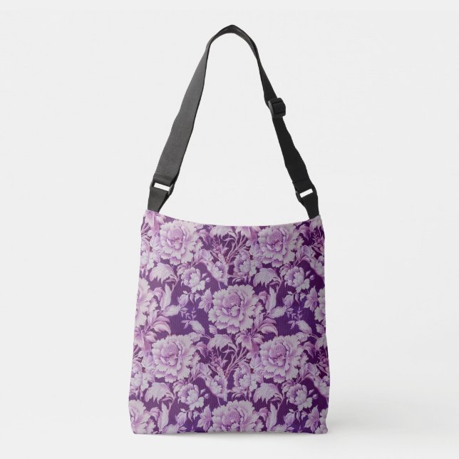 Sac Ajustable Motif rose de répétition blanc/violet pâle (Devant)