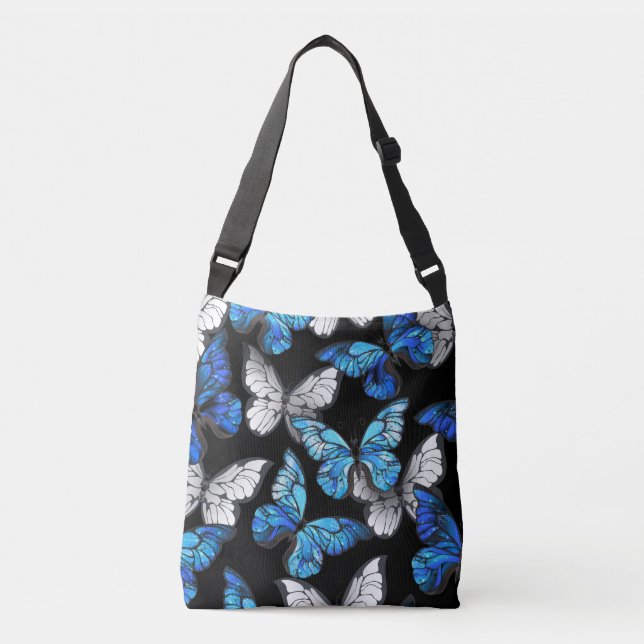 Sac Ajustable Motif sans couleur foncée avec papillons bleus Mor (Devant)