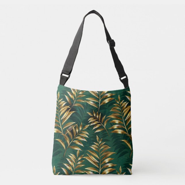 Sac Ajustable Motif sans couture avec des fougères dorées (Devant)