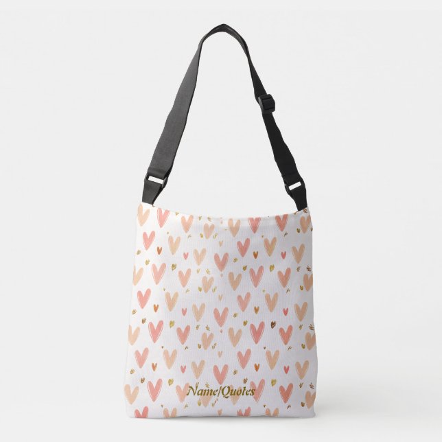 Sac Ajustable Motif sans couture de cœurs roses tendres (Devant)