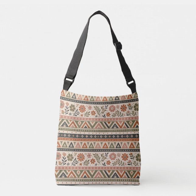 Sac Ajustable Motif sans couture géométrique floral Boho Folk (Devant)