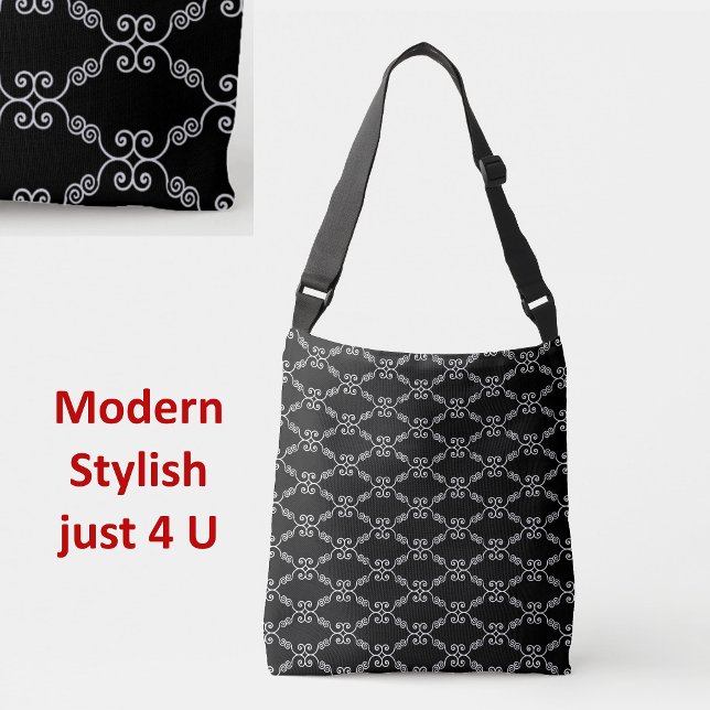 Sac Ajustable Motif vectoriel spirale blanche élégant sur fond n (Créateur téléchargé)