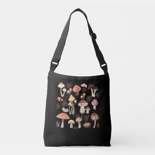 Sac Ajustable Mushrooms Antique Botanical Nature Love Champignon (Devant)