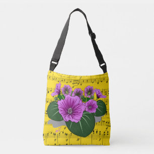 Sac Ajustable Musique de feuille jaune Floral violet