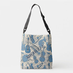 Sac Ajustable Musique et instruments de feuille bleus/ivoire