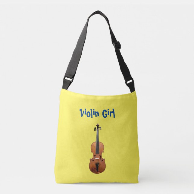 Sac Ajustable Musique mignonne Violon Fille Bleu et Jaune (Devant)