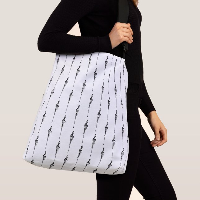 Sac Ajustable Musique Motif Melting Treble Clef noir et blanc (De près)