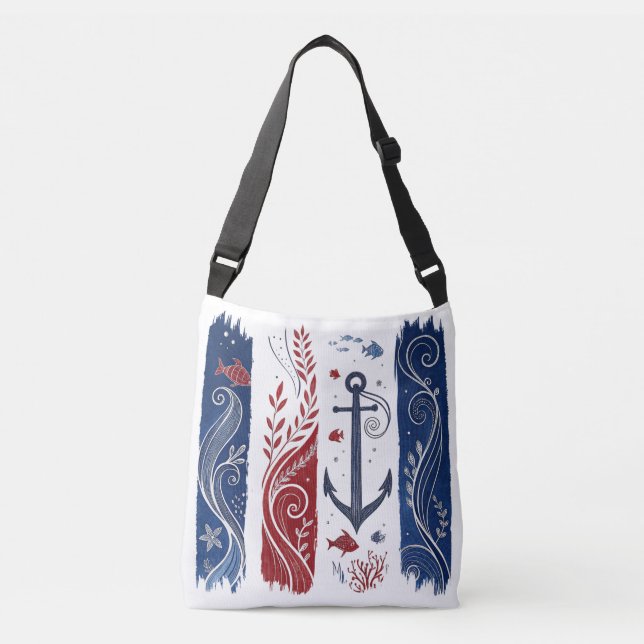 Sac Ajustable Nautical Anchor, Coastal Ocean Waves, Sea  (Devant)