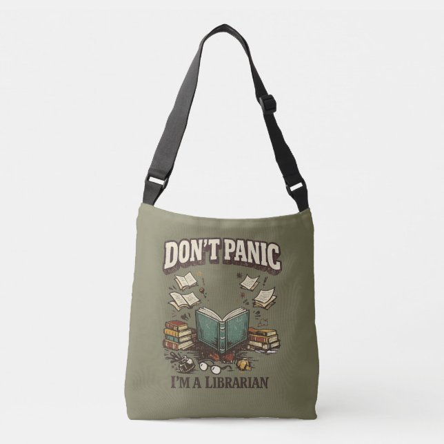 Sac Ajustable Ne paniquez pas, je suis bibliothécaire, conceptio (Devant)