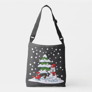 Sac Ajustable Neige tombant sur Cardinal, Snowman et Pine Tree