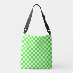 Sac Ajustable Neon Green Blanc À damiers Checkerboard Vintage