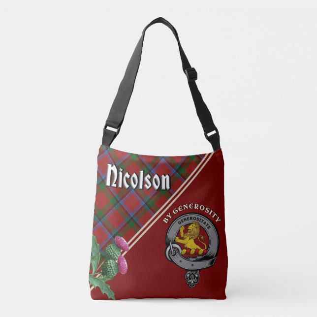 Sac Ajustable Nicolson Clan Badge & Tartan Fourre-tout (Devant)