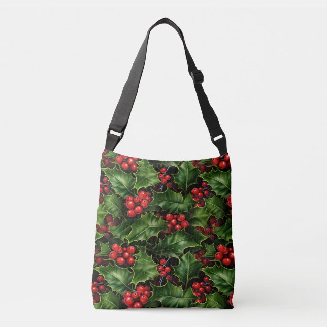 Sac Ajustable Noël Holly Feuilles Et Red Berries Motif (Devant)