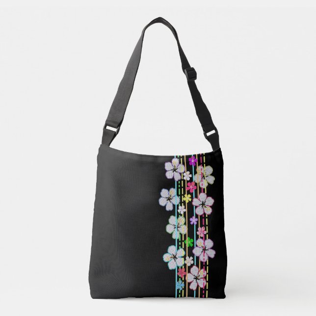 Sac Ajustable Noir aux fleurs (Devant)