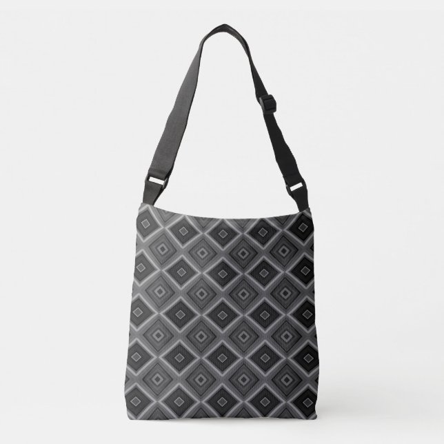 Sac Ajustable Noir Blanc Gris Diamant Géométrique  (Devant)