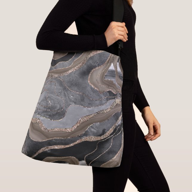 Sac Ajustable Noir Brown marbre Agate or Parties scintillant Gla (De près)