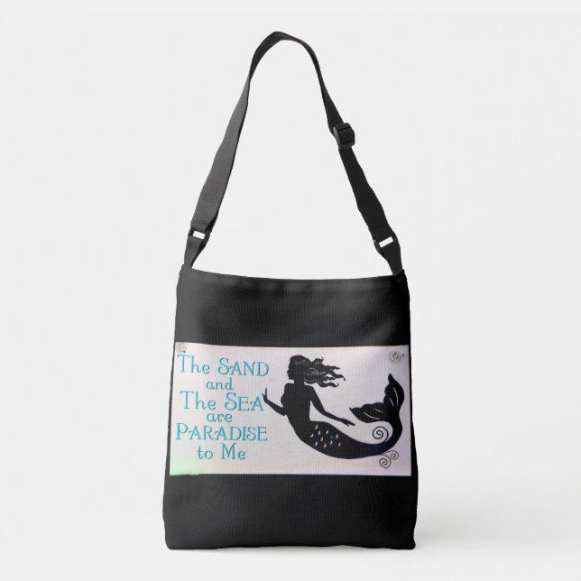 Sac Ajustable noir de sable et de mer de sirène (Dos)