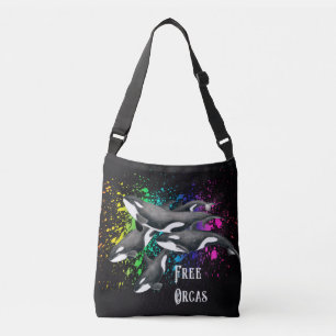 Sac Ajustable Noir d'éclaboussure d'aquarelle de baleines