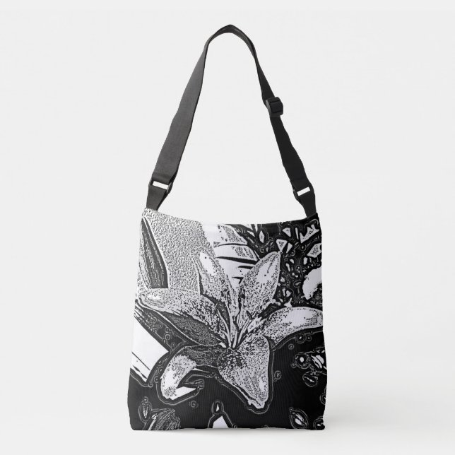 Sac Ajustable noir et blanc abstrait formes modernes (Devant)