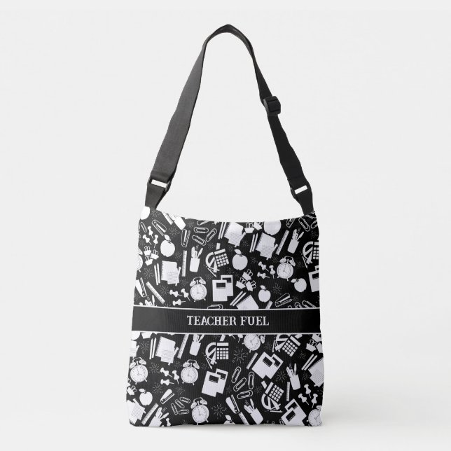Sac Ajustable noir et blanc Fournitures scolaires Motif (Devant)