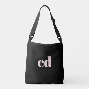 Sac Ajustable Noir rose or initiales monogramme élégant moderne