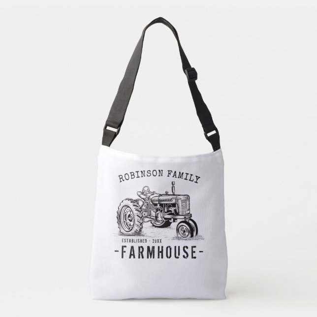 Sac Ajustable Nom de famille Farmhouse Russe Tracteur Vintage (Devant)