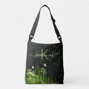 Sac Ajustable Nom de monogramme noir fleur sauvage