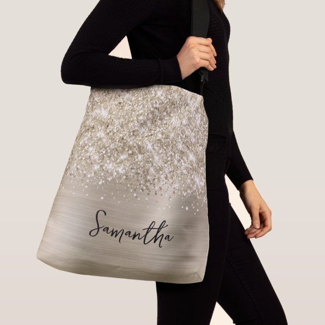 Sac Ajustable Nom Glamour Or Pâle Étincelant (De près)