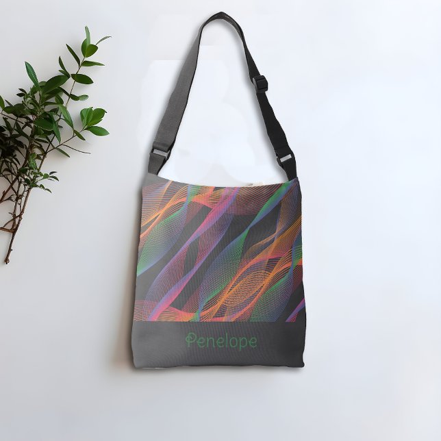 Sac Ajustable Nom gris élégant coloré ondulé (Créateur téléchargé)