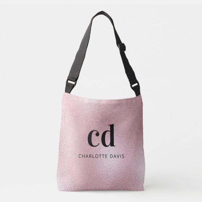 Sac Ajustable Nom monogramme rose or rose (Devant)
