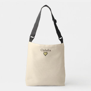 Sac Ajustable Nom personnalisé Minimal Heart Noir & Crème 