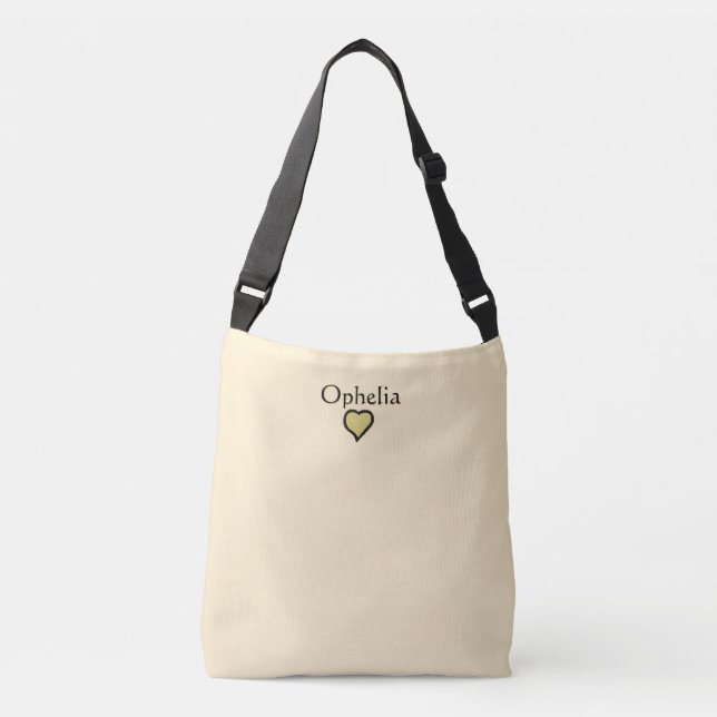 Sac Ajustable Nom personnalisé Minimal Heart Noir & Crème  (Devant)