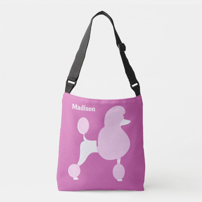 Sac Ajustable Nom personnalisé Poodle rose (Devant)