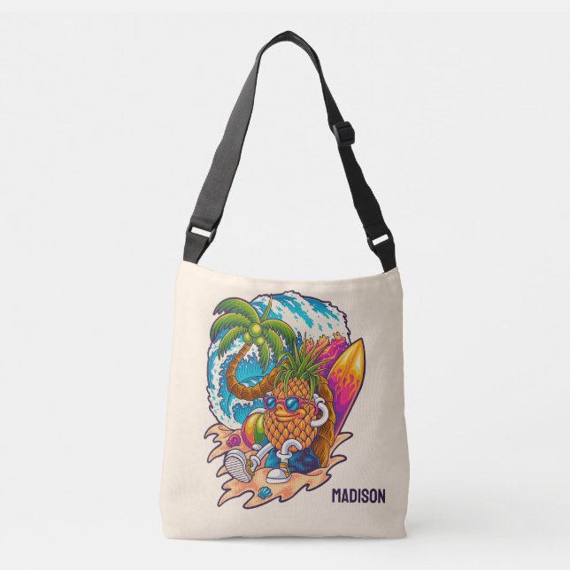 Sac Ajustable Nom personnalisé Surfing Pineapple (Devant)