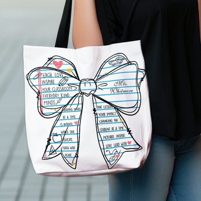 Sac Ajustable Notebook Bow Teacher Back to School Personalized (Créateur téléchargé)